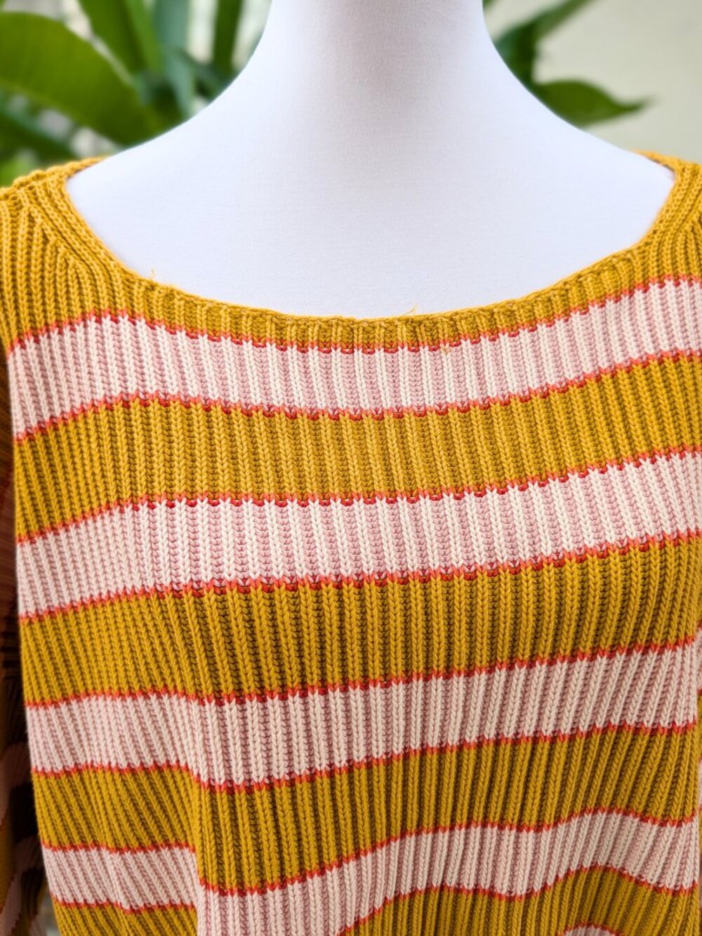 Free People Just my stripe mustard yellow pullover sweater VGUC size S - Picture 7 of 10